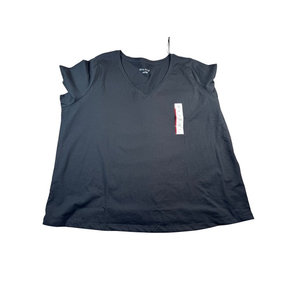 Ava & Viv Tops - Ava & Viv Womens V-Neck Short Sleeve T-Shirt Black Plus Size 1X 18 New NWT